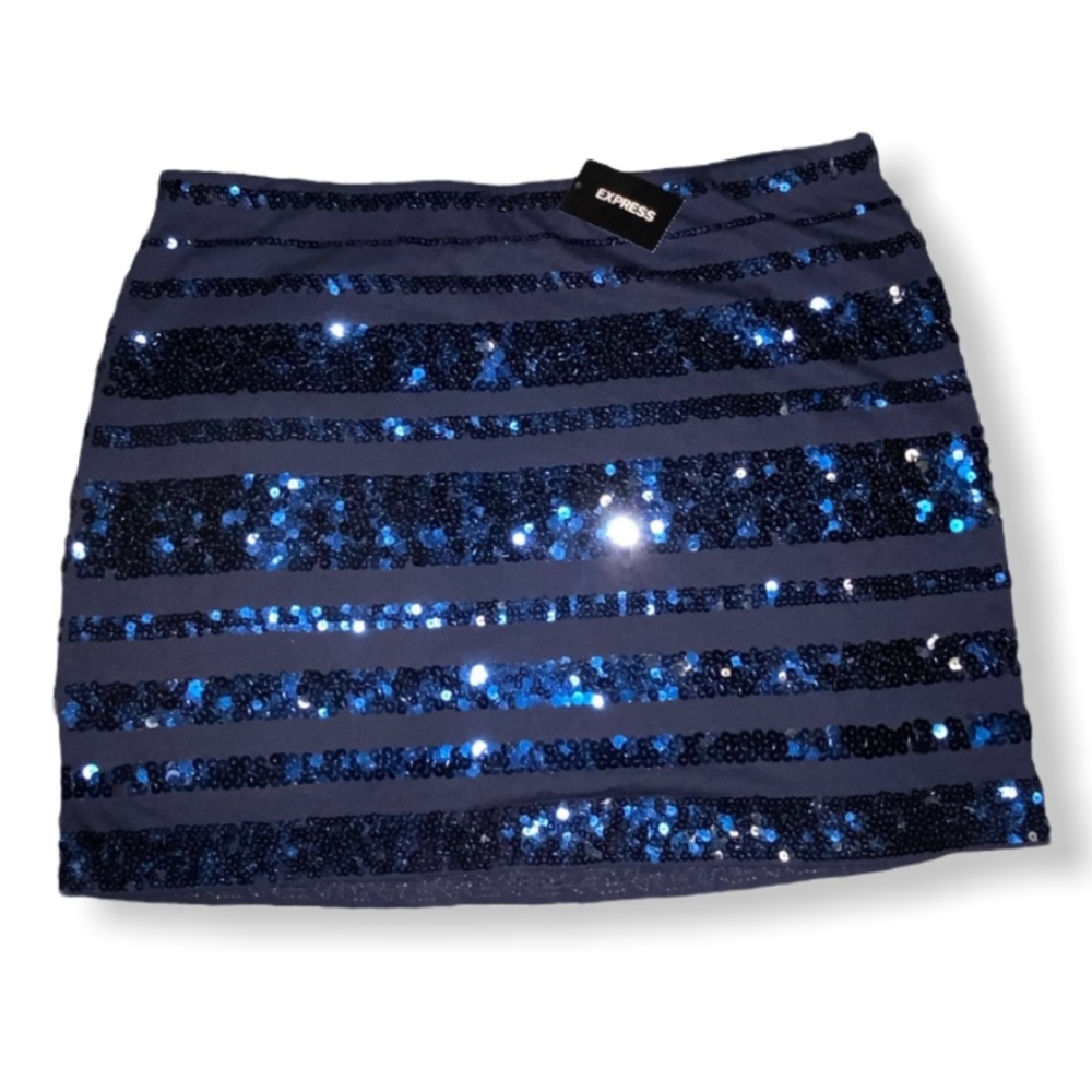 Express skirt blue sequin NWT